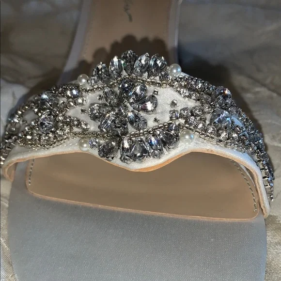 White Crystal Embellished Stiletto Heels - Picture 3 of 9
